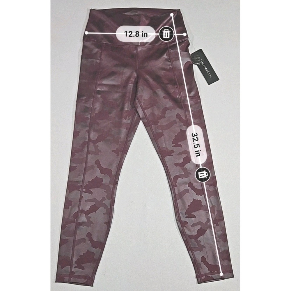Yogalicious Lux Leggings Large Shiny Wine Tasting Camo High Rise Pockets NWT - Picture 2 of 7